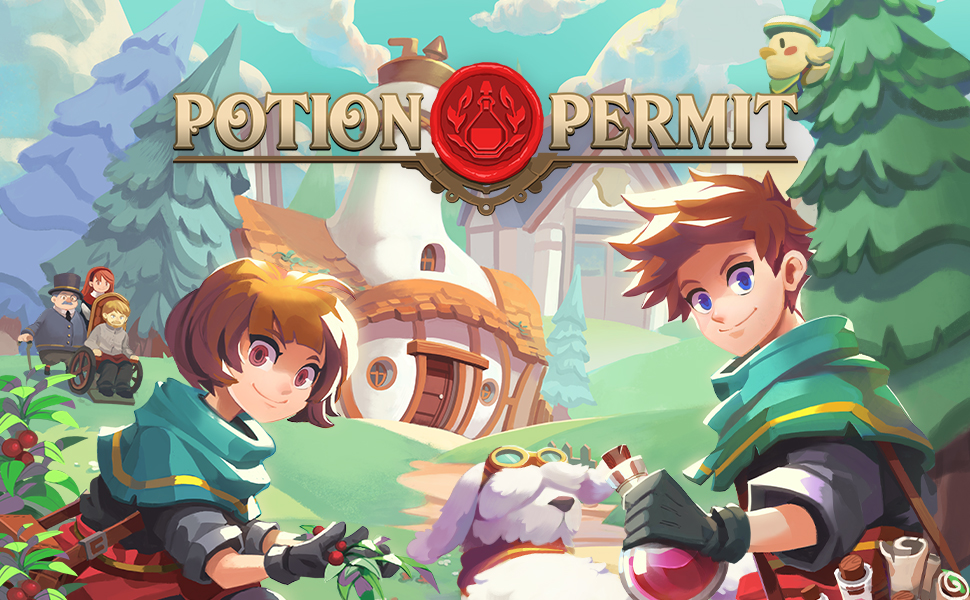 PotionPermit Logo with Male and Female Protagonists