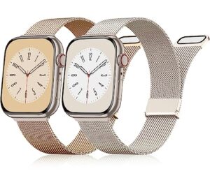2 Pack Metal Strap Compatible with Apple Watch Straps 49mm 45mm 44mm 42mm Women Men
