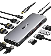 USB C Docking Station, 12 in 1 Laptop Docking Station Dual Monitor USB C Hub to Dual HDMI Adapter...