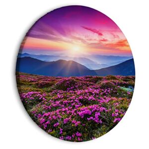 murando Round Canvas Wall Art Landscape Foxia 40x40 cm / 16"x16" Canvas Prints 1 piece Image Framed Artwork Painting Picture Photo Home Decoration Meadow Mountain Nature sunrise c-B-10005-bc-a