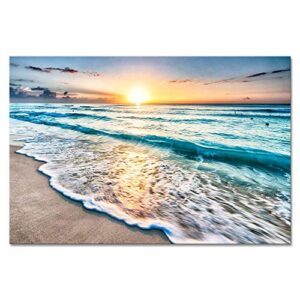 Wieco Art Extra Large Sea Waves Canvas Prints Wall Art Ocean Beach Pictures Paintings for Living Room Bedroom Home Decorations Modern Seascape Giclee Artwork Ready to Hang