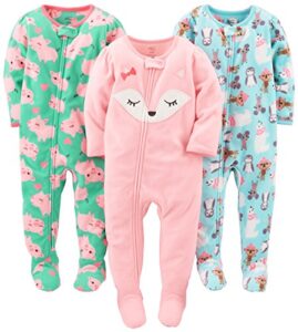 Simple Joys by Carter's Toddlers and Baby Girls' Loose-Fit Flame Resistant Fleece Footed Pyjamas