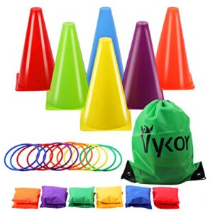 Vykor Cones Toss Bag Rings Bean Bag for Throwing Game Kids Play Equipment Set