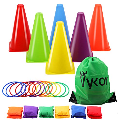 Vykor Cones Toss Bag Rings Bean Bag for Throwing Game Kids Play Equipment Set