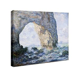 Wieco Art - The Manneporte Canvas Prints of Claude Monet Famous Oil Paintings Reproduction Artwork Classic Seascape Sea Beach Pictures on Canvas Wall Art for Home Office Decorations