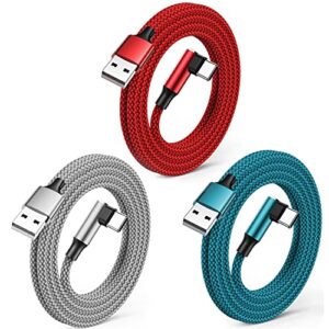 USB C Charger Cable 1M+1.8M+3M 3Pack USB Type C Charger Fast Charging Cable Right Angle USB C Cable Nylon Braided for Samsung Galaxy S21 S20 S10 S9 Note 10 9 8