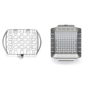 Weber Deluxe Grilling Basket - Stainless Steel BBQ Grilling Basket with Vented Design & 6481 Small Stainless Steel Vegetable Baske
