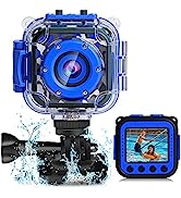 Kids Camera Underwater Video Camcorder - PROGRACE Waterproof Kids Video Camera Digital Sports Act...