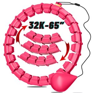 65Inch 32 Knots XXL Plus Size Weighted Hula Fitness Hoops Infinity Fit Weight Loss Detachable Rings with Weight Ball