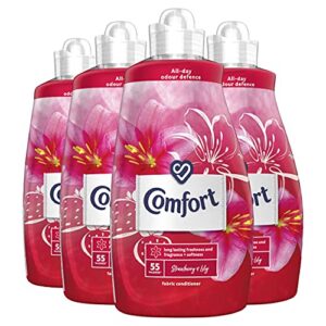 Comfort Strawberry & Lily Fabric Conditioner Softener Unstoppable Long Lasting Freshness and Fragrance Boost + Softness 220 wash (Pack of 4) Upto 7 Months Supply