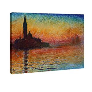Wieco Art - Dusk in Venice by Claude Monet Oil Paintings Reproduction Modern Giclee Canvas Prints Landscape Pictures Artwork Paintings on Canvas Wall Art for Home office Decorations