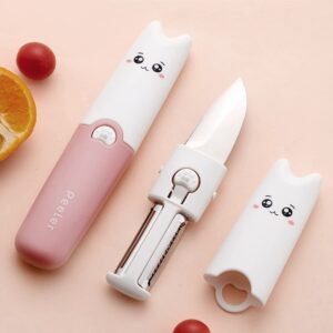 Esufeir Pink 3 in 1 Potato Vegetable Julienne Peeler for Kitchen