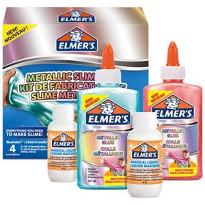 Elmer’s Metallic Slime Kit | Slime Supplies Include Metallic PVA Glue | With Magical Liquid Slime Activator | 4 Piece Ki