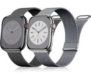 2 Pack Metal Strap Compatible with Apple Watch Straps 49mm 45mm 44mm 42mm Women Men