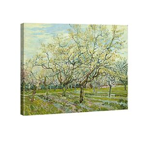 Wieco Art - The White Orchard by Van Gogh Famous Oil Paintings Reproduction Modern Stretched and Framed Landscapes Artworks Giclee Canvas Prints Green Pictures on Canvas Wall Art for Home Decorations
