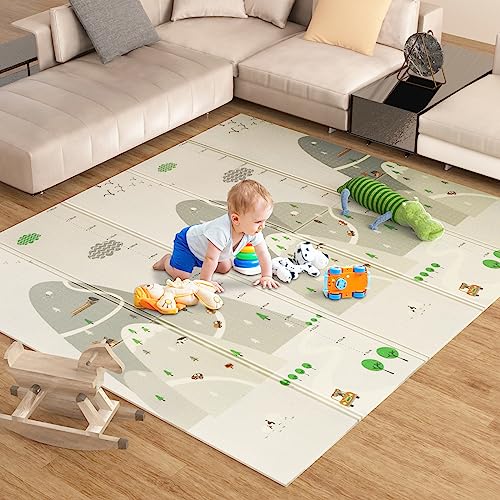 Baby Play Mat Crawling Playmat Foldable Large Play Mats for Baby Gym Waterproof 200 * 180 * 1cm Reversible Xpe Mat Non Slip Baby Foam Play Mat for Tummy Time for Infants Toddlers Kids