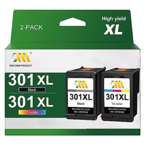 CMCMCM 301XL Ink Remanufactured for HP 301 XL 301XL Ink Cartridges Work for envy 4500 5530 4502 Deskjet 2540 1000 3050 3050a 1050 1050a 1510 Officejet 4630 2620 Printer Combo Pack (1 Black 1 Colour)
