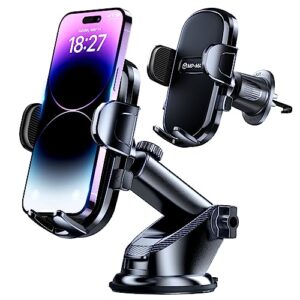 MP-MALL Car Phone Holder Mount 【Super Suction & Super Steel-Hook】 Handsfree Phone Holder for Car Dashboard Windshield Vent Stand Compatible iPhone 14 13 12 11 Pro Max Xs XR X 8 Samsung LG & Truck