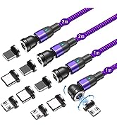 VAFOTON 540° Magnetic Charging Cable [4Pack,1M/1M/2M/2M], 18W Fast Charging and Data Transfer Mag...