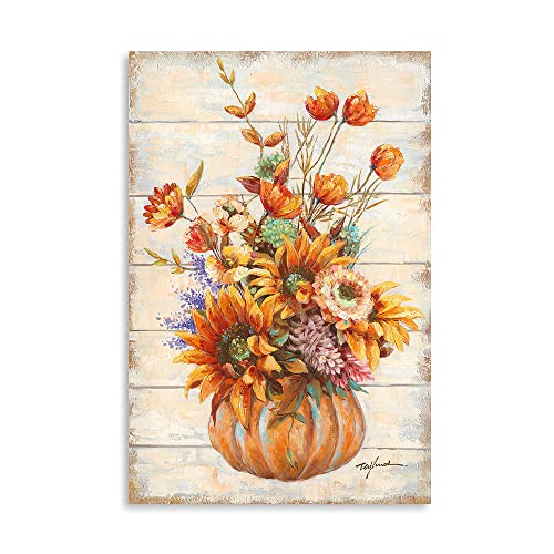 Floral Canvas Wall Art Peony Flower Picture Abstract White and Gold Painting Giclee Print Artwork Home Decor for Bedroom Bathroom Ready to Hang (30cmx40cm)