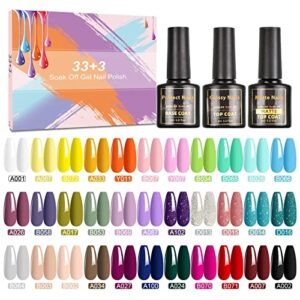 Gel Nail Polish- SHOWNAIL 36Pcs Gel Polish Soak Off Gel Nail Polish Set with Base Glossy Matte Top Coat