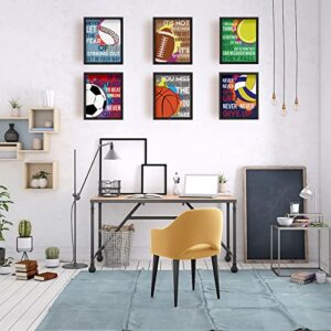 SUPERDANT 6 PCS Sports Unframed Canvas Art Tennis Wall Art Volleyball Art Pictures Basketball Prints Football Painting Rugby Artwork Softball Nursery Sport Decor for Boy Playroom Classroom