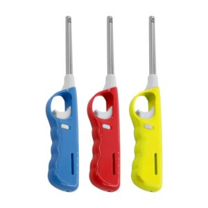 ANGIX 3 x Clipper Tube Lighter | Long Refillable Gas lighter with Safety Lock | Adjustable Flame | For BBQ