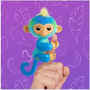 Fingerlings 2023 NEW Interactive Baby Monkey Reacts to Touch – 70+ Sounds & Reactions – Leo (Blue)
