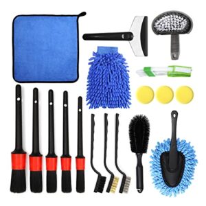 GUANJUNE 18Pcs Car Wash Cleaning Kit with Wash Mitt Sponge Towels