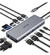 USB C MacBook Pro Docking Station Dual Monitor Adapter,12 in 1 USB C Hub Adapter to Dual HDMI 4K ...