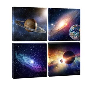 Wieco Art Canvas Prints Wall Art Modern 4 Piece Universal Magic Power Paintings for Bedroom Home Decorations Stretched and Framed Star Sky Pictures Astronomy Landscape Artwork