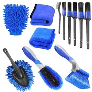 Didilor Car Cleaning Kit 12PCS Car Detailing Kit Wheel Cleaning Brush Tyre Brush Wire Brush Exterior and Interior car washing set for Car Motorcycle Bike Cleaning Wheels