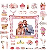 16th Brithday Decoration, Rose Gold 16th Birthday Inflatable Selfie Photo Booth Frame with 16th B...