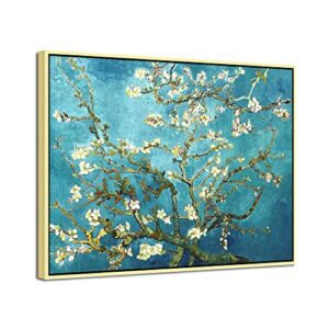 Wieco Art Large Gold Framed Canvas Prints of Starry Night by Vincent Van Gogh Paintings Reproduction Post-Impressionism Artwork for Living Room Home Office Decorations