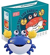 Crab Bubble Machine Bath Toy, Bath Bubble Machine with 12 Soft Melodies, Crab Toddler Bath Toys w...
