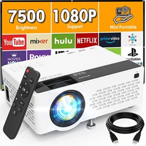 Mini Projector 7500 Lumens Portable Video Projector Full HD 1080P Support
