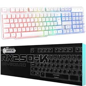 Orzly Gaming Keyboard white RGB USB Wired Rainbow Keyboard Designed for PC Gamer PS5