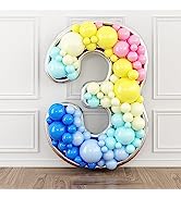 65 Inch Number 2 Balloon for 2nd Birthday Decorations, Giant Self Inflatable Balloon Frame Number...