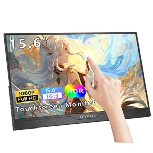 ZFTVNIE Portable Monitor -15.6 inch Touchscreen Monitor Full HD 1920x1080P Portable Display with HDMI USB-C External Monitor for Laptop/Phones/PC/PS4/PS5