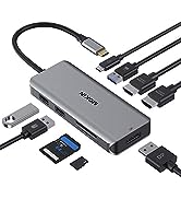 USB C to Dual HDMI Adapter, 7 in 1 USB C Dual Monitor Docking Station to Dual HDMI,USB C Hub with...