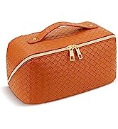 Large Capacity Travel Cosmetic Bag, PU Leather Makeup Bags, Portable Waterproof Toiletry Bag Orga...