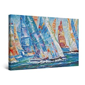 Startonight Canvas Wall Art Abstract - Parade of Sailing Boats
