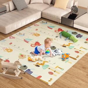 Boby's Baby Play Mat Crawling Playmat - 200 * 180 * 1cm Foldable Large Play Mats for Baby Gym Waterproof Non Slip Baby Foam Play Mat for Tummy Time Reversible Xpe Mat for Infants Toddlers
