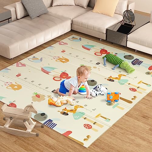 Boby's Baby Play Mat Crawling Playmat - 200 * 180 * 1cm Foldable Large Play Mats for Baby Gym Waterproof Non Slip Baby Foam Play Mat for Tummy Time Reversible Xpe Mat for Infants Toddlers