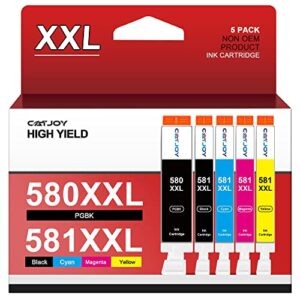 580 581xxl Compatible Ink Cartridge Replacement for Canon 580 581 580XXL 581XXL for Pixma TS6350 TS6250 TS8250 TS6351 TS6251 TS705 TS8550 TS6250 TS8500 TS8252 TS9150 TS9155 printers (5-Pack)