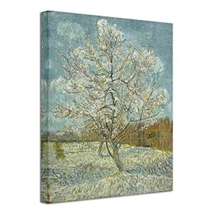 Wieco Art - The Pink Peach Tree by Van Gogh Famous Oil Paintings Reproduction Modern Gallery Wrapped Landscapes Artwork Giclee Canvas Prints Classic Pictures on Canvas Wall Art for Home Decorations