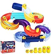 Jiosdo Bath Toys - 62Pcs Duck Water Slide Bath Toy for Toddlers, Water Track Bathtub Toy, Kids Ba...