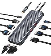 USB C Docking Station for Laptop, 8 IN 1 Docking Station Dual Monitor Adapter USB C to Dual HDMI ...