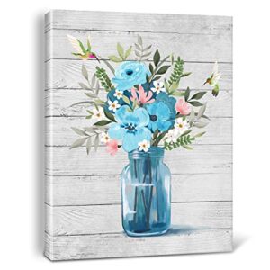 Blue Flower Wall Art Canvas