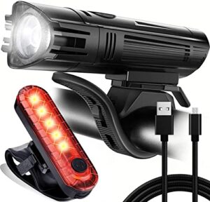 Bike Light Set | SEE & BE SEEN | Super-Bright! | 2x Bigger & Rechargeable Batteries | Water & Dirt Proof | Easy-To-Use Mounting System | Uncompromising Safety with 4 Extremely Useful Lighting Modes
